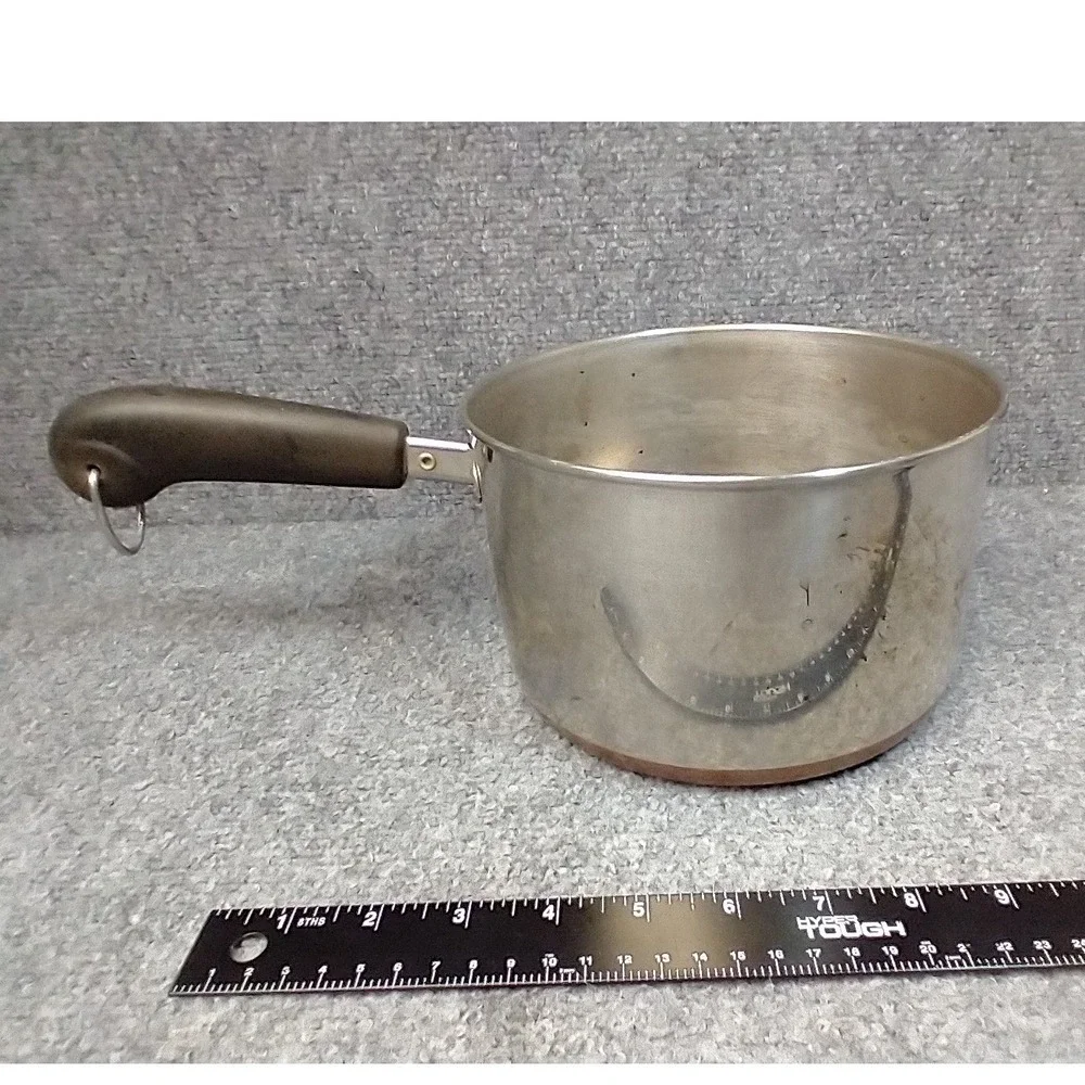 Vintage Revere Ware 3 Qt Copper Bottom Saucepan Pot 1801 Rome NY USA Stainless